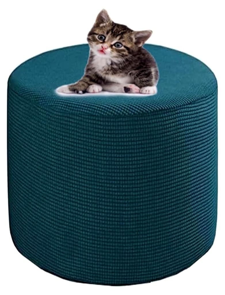 Runder Pouf-Bezug, Ottoman-Bezug, 31 x 38/38 x 43/40 x 34/45 x 35/45 x 45 cm, Stretch-Jacquard