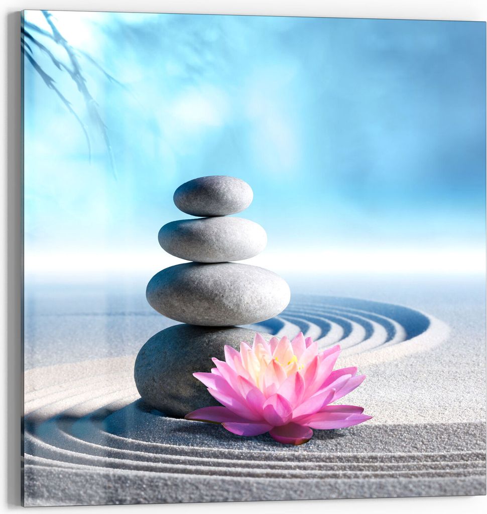 DEQORI Magnettafel Glas 30x30 cm 'Motiv eines Zen-Gartens' beschreibbar Whiteboard