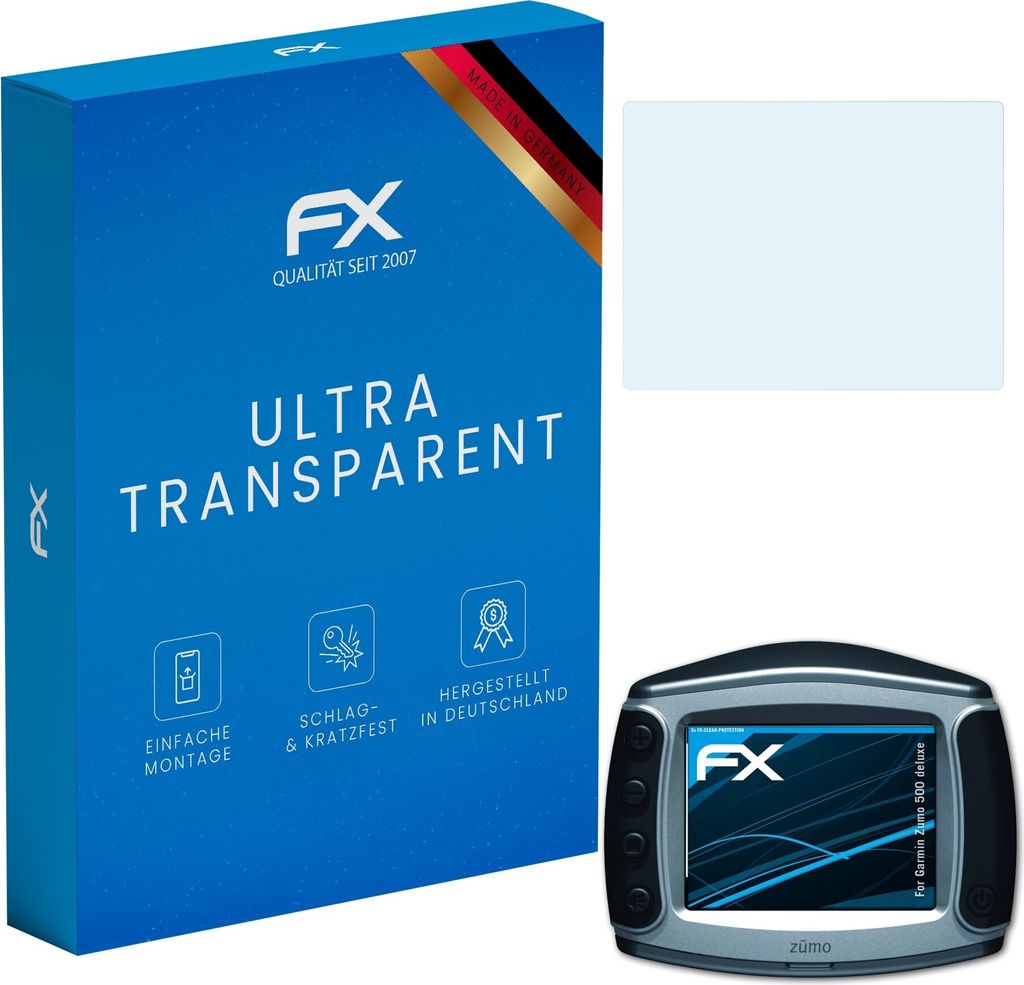 atFoliX FX-Clear 3x Schutzfolie kompatibel mit Garmin Zumo 500 deluxe Displayschutzfolie
