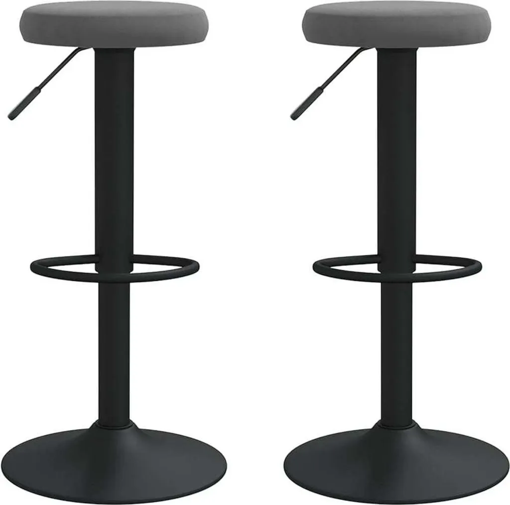 Offerta Set 2 Sgabelli vidaXL Velluto Grigio Scuro: Bar a Casa Tua