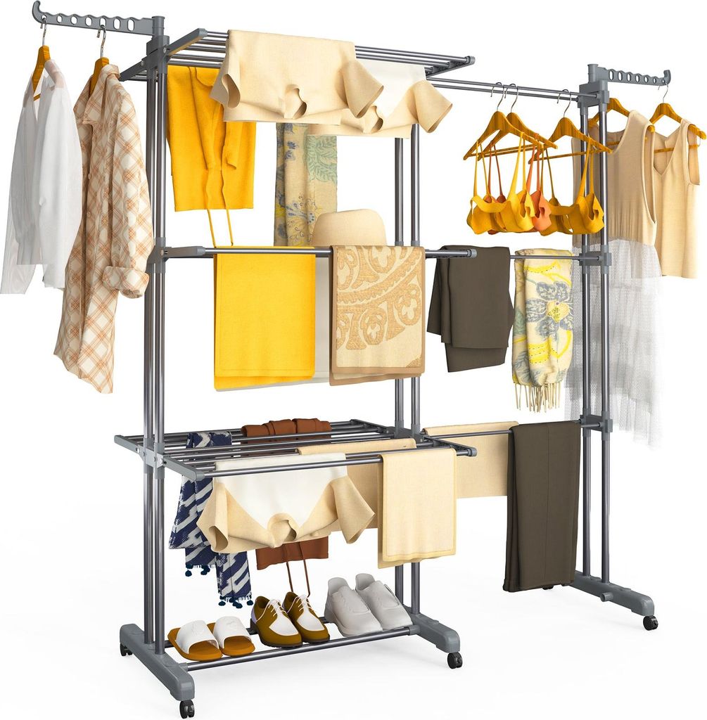 VOUNOT® 4 Ebenen Wäscheständer Ausziehbar, 190x64x170cm Produktbild 