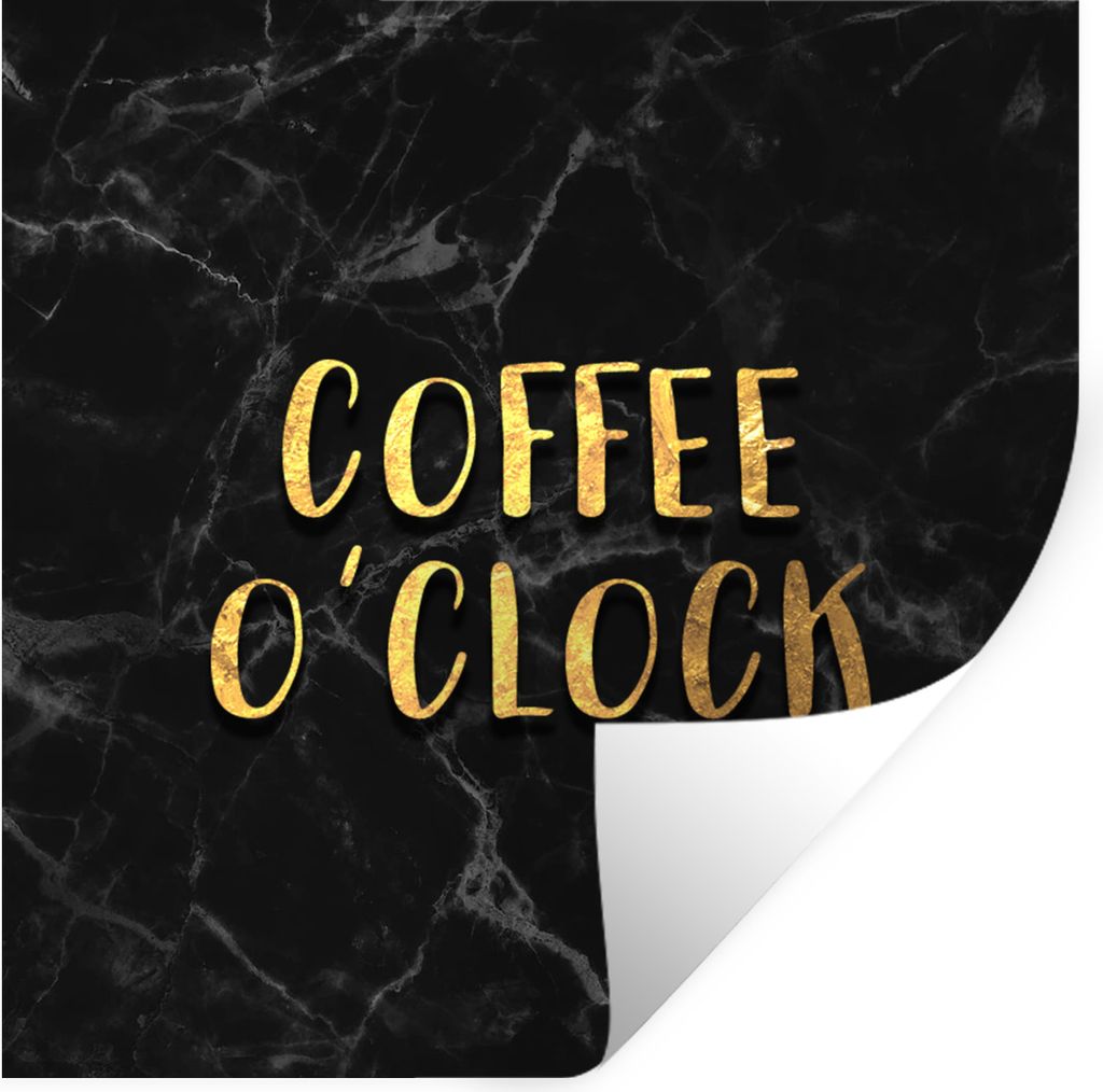 MuchoWow Wandtattoo Wandsticker Wandaufkleber Zitat - Kaffee - Gold - Marmor 80x80 cm Selbstklebend und Repositionierbar - Wierderverwendbar - Se...