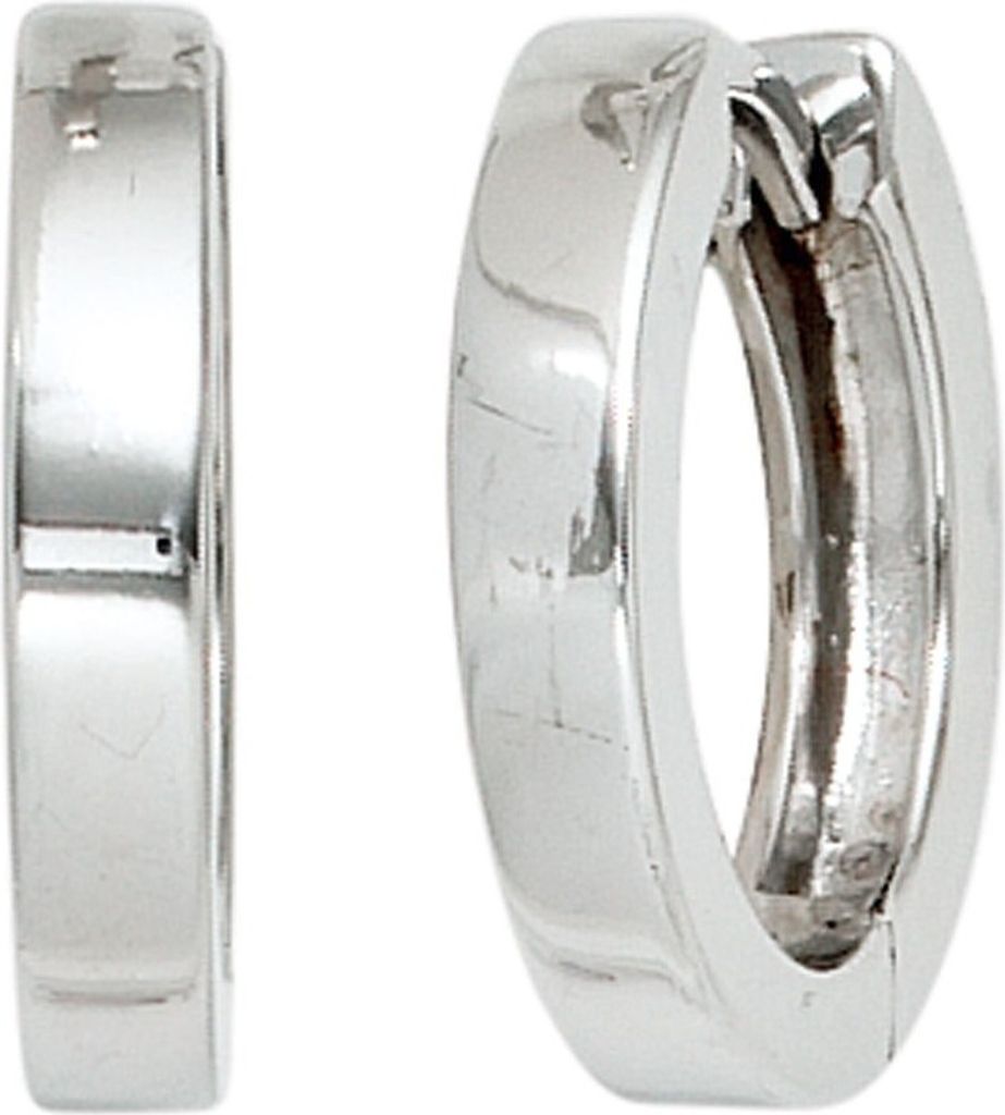 Ohrringe Creolen Creole 15mm 925 Silber rhodiniert flach Ohrschmuck
