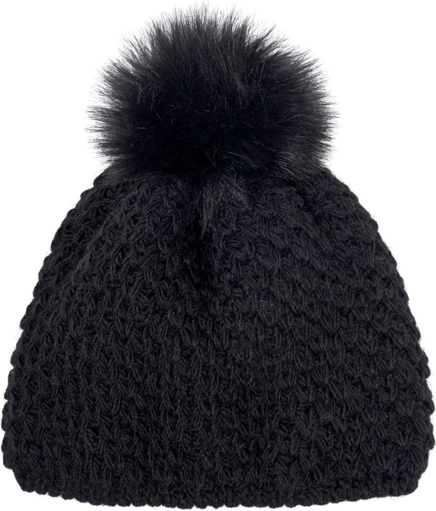 styleBREAKER Kinder Bommelmütze Gehäkelt mit V-Muster, Warmes Thermo Fleece Futter, Winter Fellbommel Mütze, 2-4 Jahre 04024208