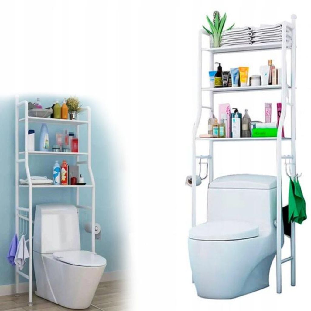 Scaffale bagno sopra WC 3 ripiani bianco, mobile Immagine del prodotto 