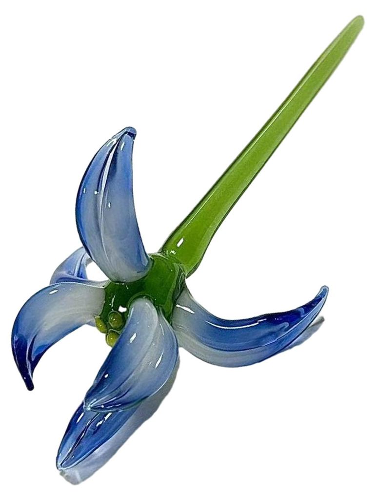 Handgefertigte Orchideen-Glasblumen-Dekoration, mundgeblasene Mini-Blumenfigur mit Stiel, farbenfrohe Blütenfigur für Zuhause und Büro