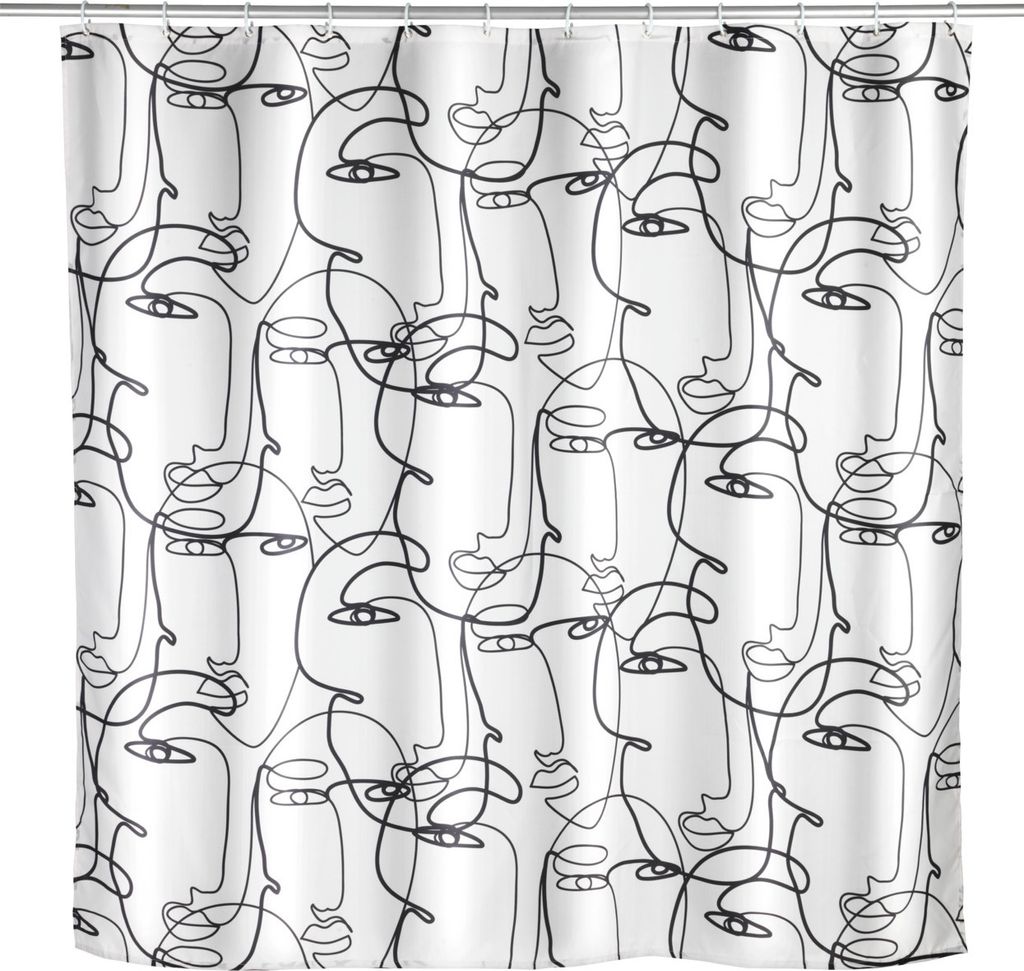 WENKO Textil Duschvorhang Badewannenvorhang 180x200 cm inkl Ringe FACES Dusche