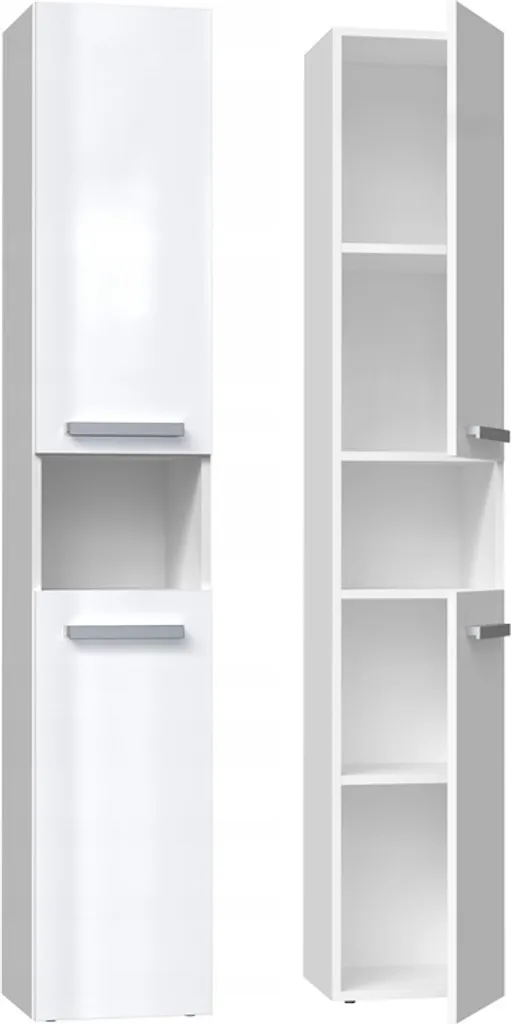 Armoire de toilette ATSO blanche brillante étagère modulable incluse - 4