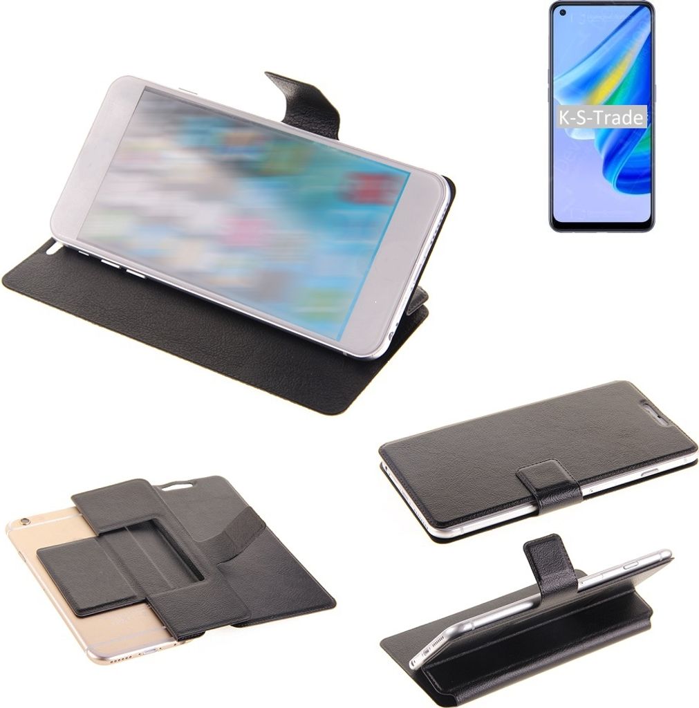 K-S-Trade Schutzhülle kompatibel mit Oppo Reno6 Lite Schutzhülle Flip Cover Klapphülle Wallet Case Slim Handyhülle bookstyle schwarz