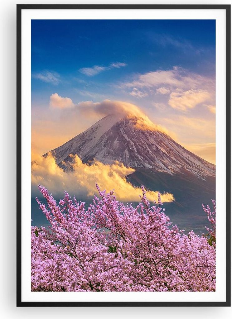 Gerahmtes Poster - Schwarzer Rahmen - Fuji Blume Kirsche - Produktbild 