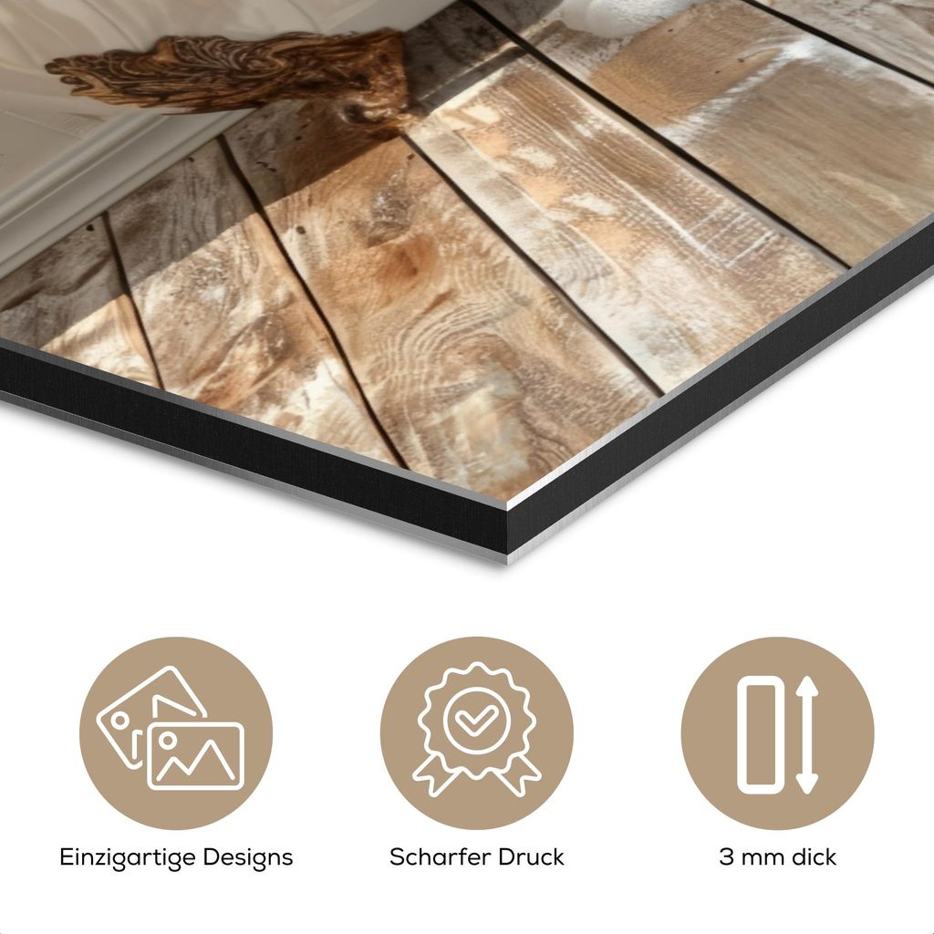 MuchoWow Wanddekoration Metall Metallbild Wandkunst 30x40 cm Vintage - Alpaka - Badewanne - Blumen - Tiere MuchoWow Aluminium Gemälde - Bilder