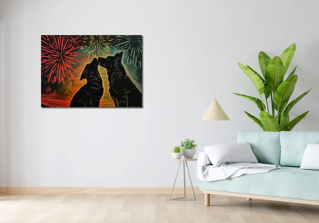 Image 100 x 70 cm Chien câlin - Tableau Décoratif Grand Format Moderne - 2