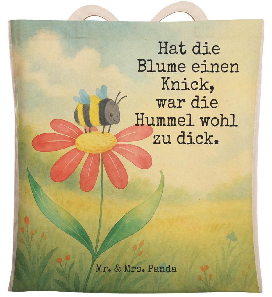 Mr. & Mrs. Panda Tote Bag Hummel Blume Design - Weiß - Geschenk, Natur, Beutel, Hummeln, Wespe, großer shopper, Biene, Einkaufstasche, Tragetasch...