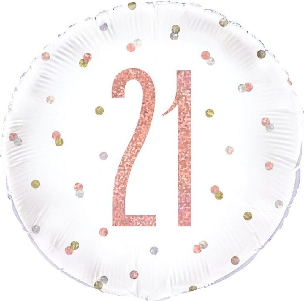 Folienballon Zahl 21 Roségold 45 cm (18 Zoll) für Geburtstag und Jubiläum
