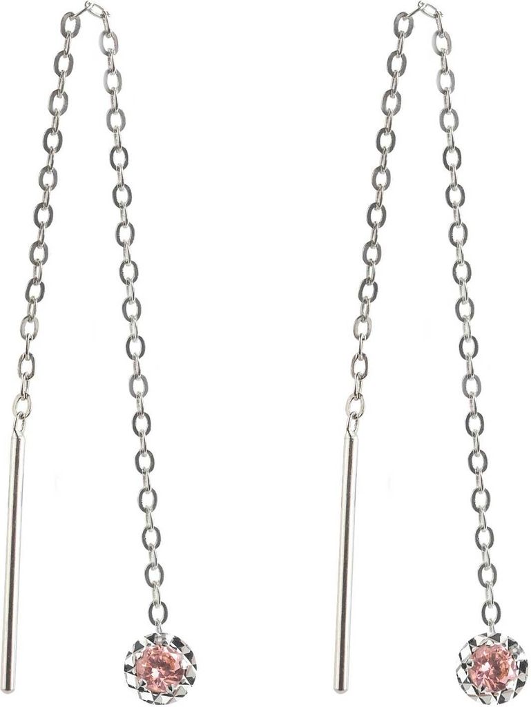 Durchzieher 925 Sterling Silber mit Zirkonia in verschiedenen Farben und Größen Größe - 4 mm Farbe - Pink