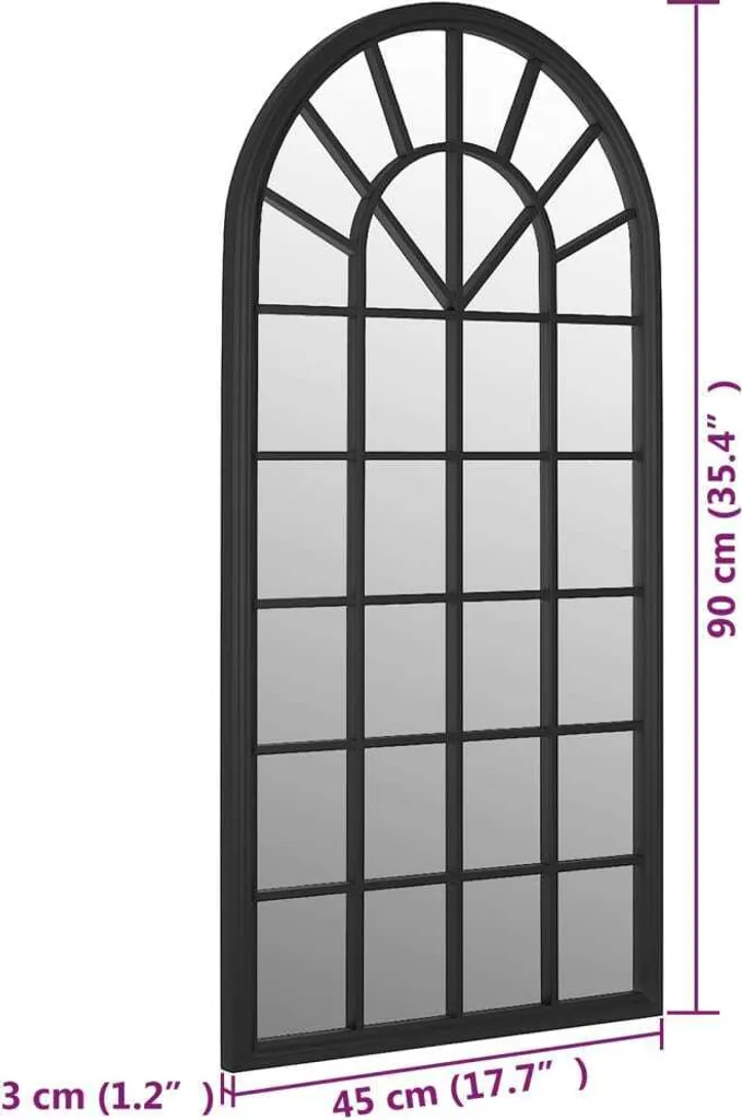 Specchio 90x45 Cornice Ferro Nero per Interni - Qualità Garantita - 6