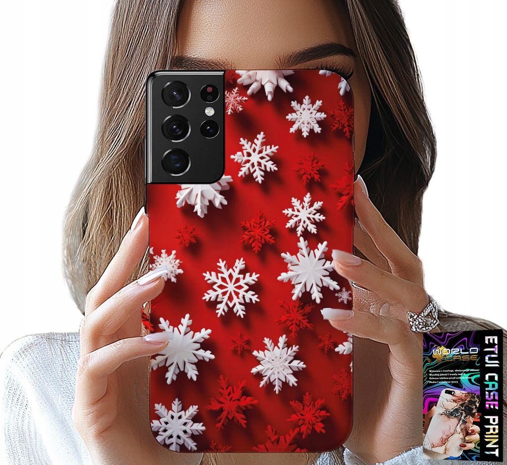 ETUI FÜR SAMSUNG GALAXY S21 Ultra - Schneeflocken, Schnee, Sterne, Weihnachten
