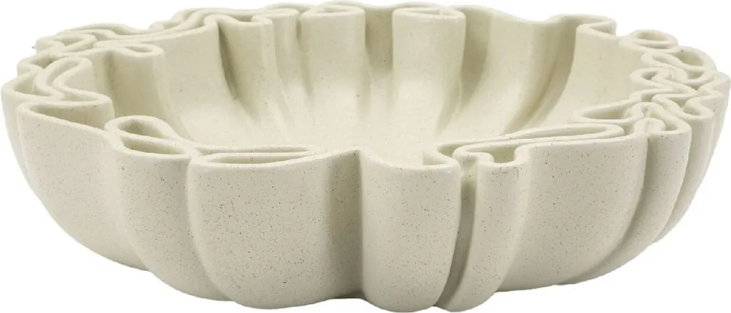 Grand bol décoratif aspect pierre crème Stons Mauro Ferretti 40 cm