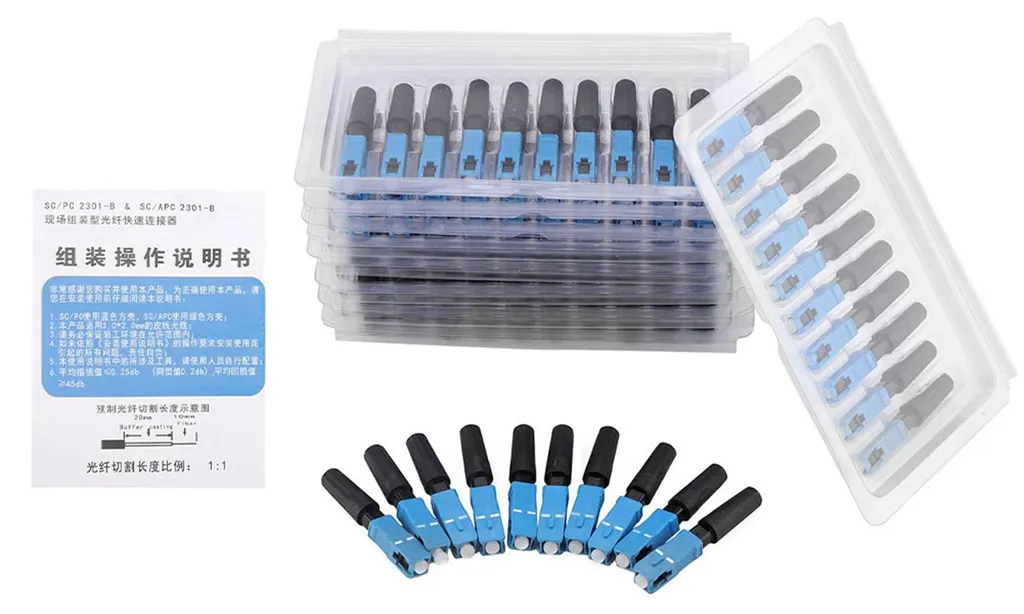 Connecteur rapide fibre optique SC intégré FTTH monomode Lot de 100