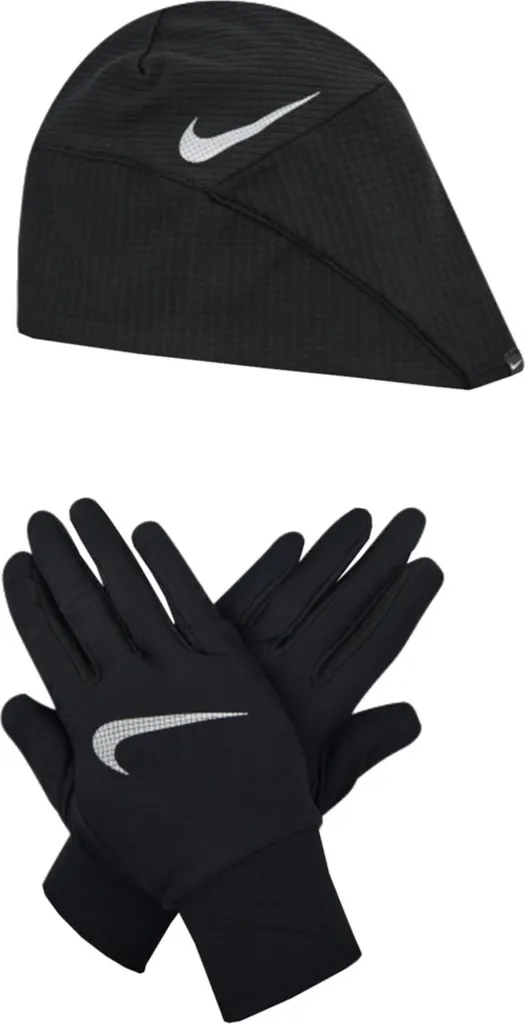 Nike Running Set Femme Bonnet et Gants avec Technologie Dri-FIT Thermique