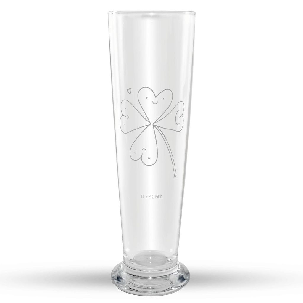Mr. & Mrs. Panda Bierglas Blume Kleeblatt - Transparent - Geschenk, Umzug, Weißbierglas, Glücksbringer, Bier Glas, Neuer Job, Motivation, Weizen,...
