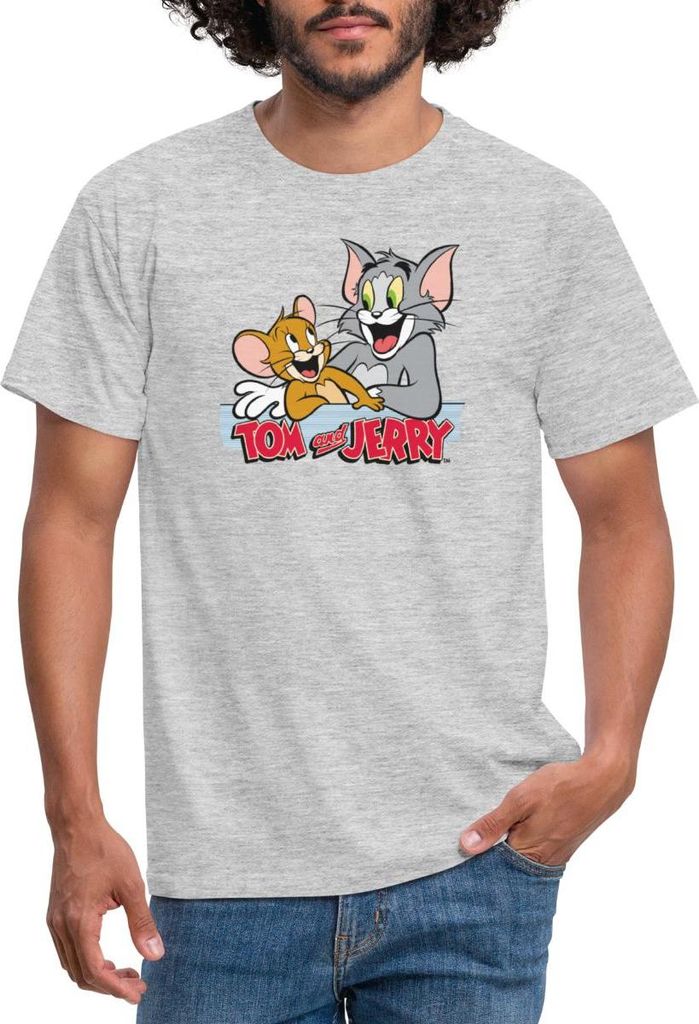 Spreadshirt Tom Und Jerry Fröhliche Freunde Männer T-Shirt, S, Grau meliert