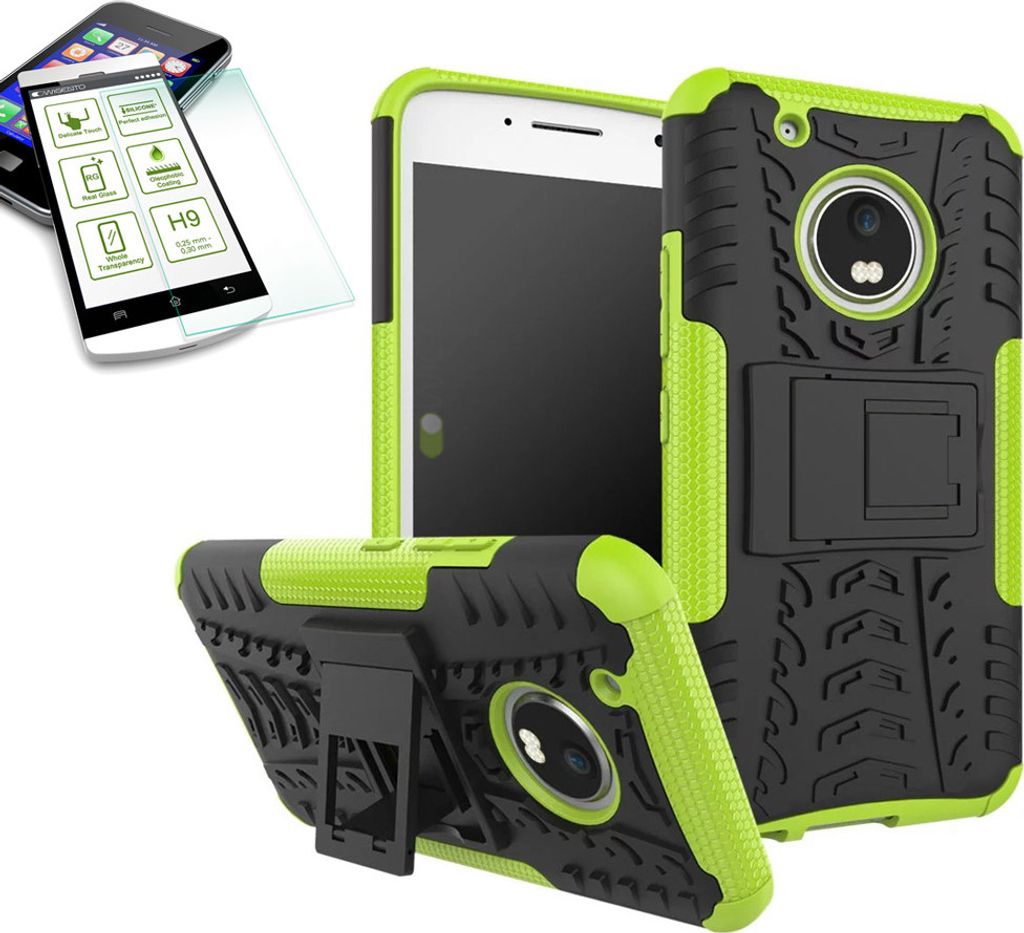 Hybrid Case 2teilig Grün für Lenovo Moto G5 Plus + Hartglas Produktbild 