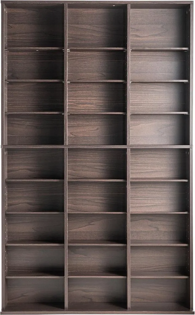 Étagère multimédia réglable Espresso pour 756 CD avec 9 compartiments - 9