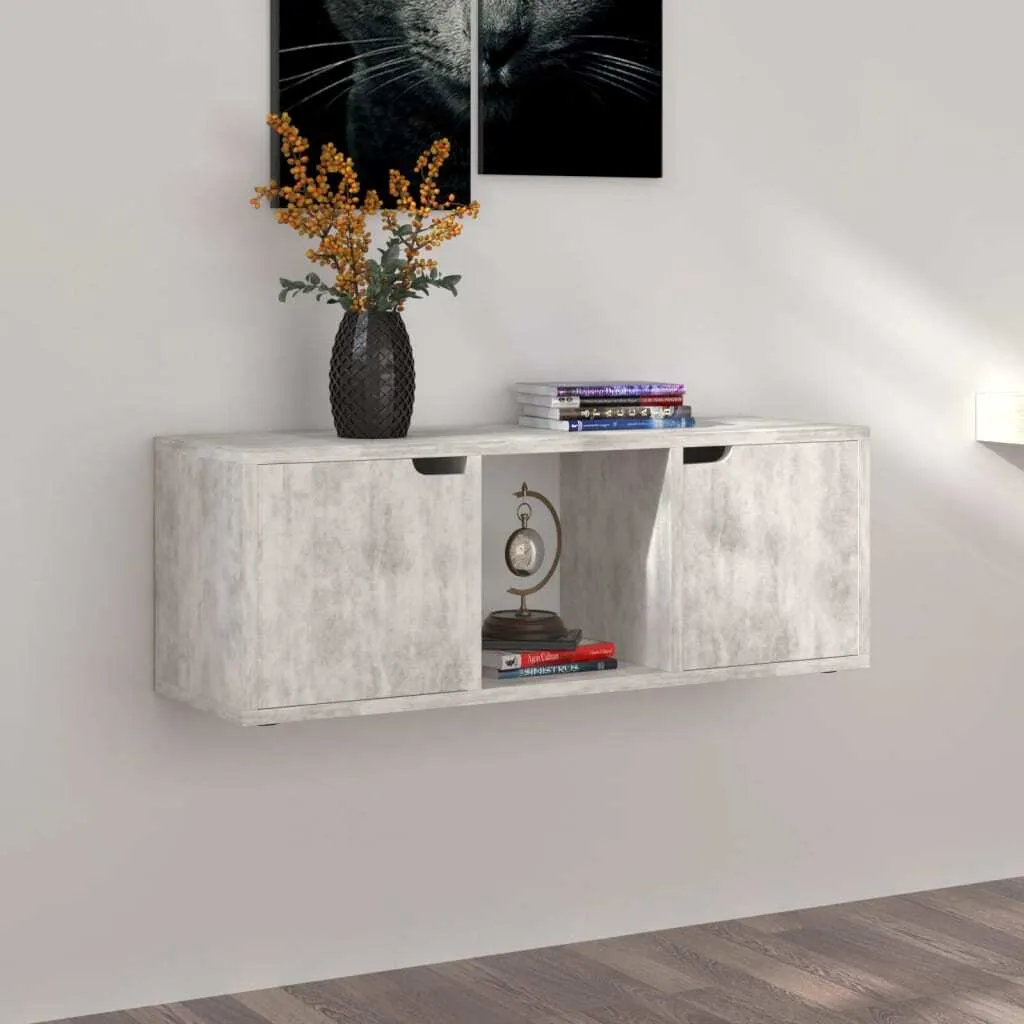 Meuble TV de Chambre Gris Béton 88,5 cm - Idéal Petits Espaces Salon