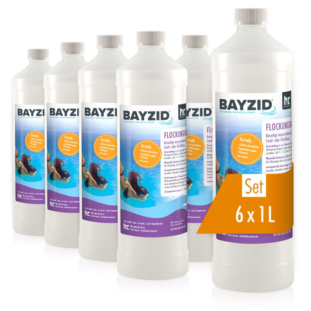 6x 1 L BAYZID® Flockungsmittel flüssig für Pools Produktbild 