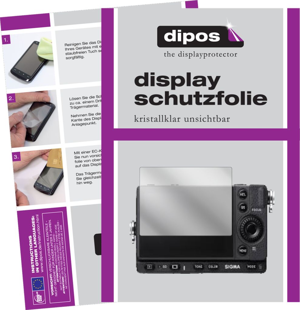 1x Schutzfolie für Sigma fp klar Displayschutzfolie Folie Display Schutz dipos