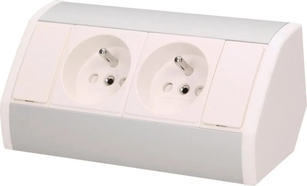 Bloc multiprise d'angle ORNO OR-GM-9005/W-G escamotable blanc argent