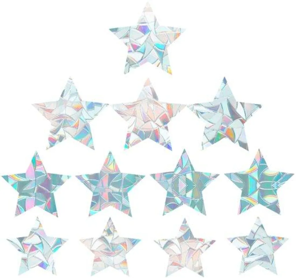 Lot de 12 autocollants fenêtre arc-en-ciel 3D motif étoile scintillante