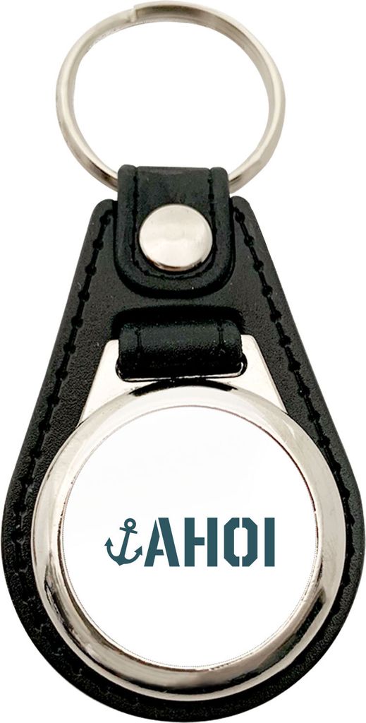 Huuraa Anhänger Ahoi Anker Seemannsgruß Geschenk Metall mit Kunstleder Einkaufswagenlöser Ahoi Anker Präsent