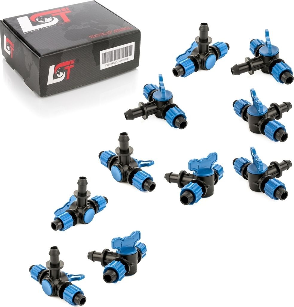 10x Absperrhahn T-Stück Verbindungsstück Kupplung Bewässerung Ø 17x16x17 mm