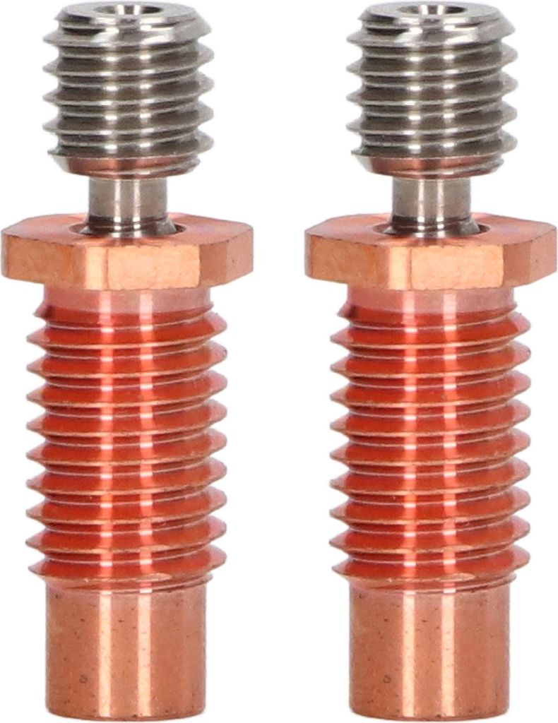 2 Stück 24 mm Ganzmetall-Hotend-Anschlussrohr, Bimetall-Außensechskant-Hotend-Anschlussrohr für V6 3D-Drucker