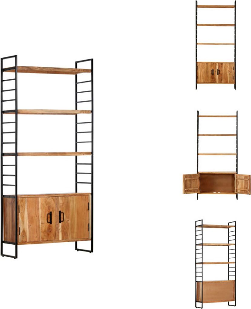 vidaXL Bücherregal 4 Ebenen 80x30x180 cm Massivholz Akazie - Bücherregale & Bücherschränke