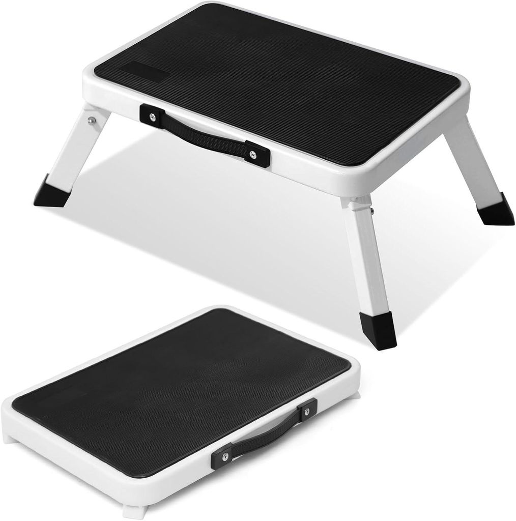 Klappbarer Tritthocker, 18cm Faltbarer Trittleiter, Rutschfest, Maximale Belastung 150KG, Fußhocker mit Rutschfester Plattform und Gummifüßen, W...