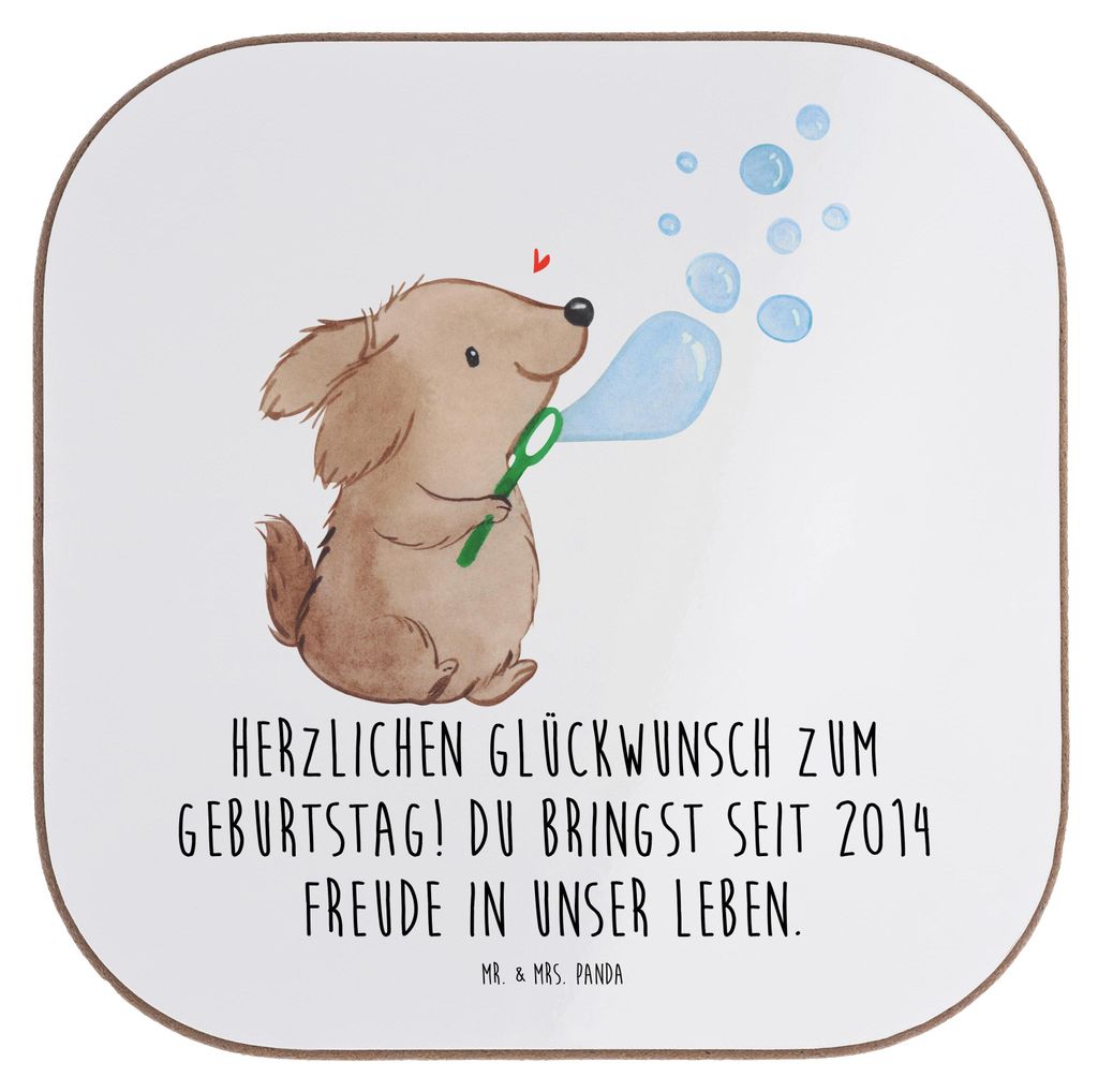 Mr. & Mrs. Panda Untersetzer Glas 2014 Geburtstag Freude - Weiß - Geschenk, gläseruntersetzer, Geburtsjahr, Geburtstagsgeschenk, für Gläser, Ja...