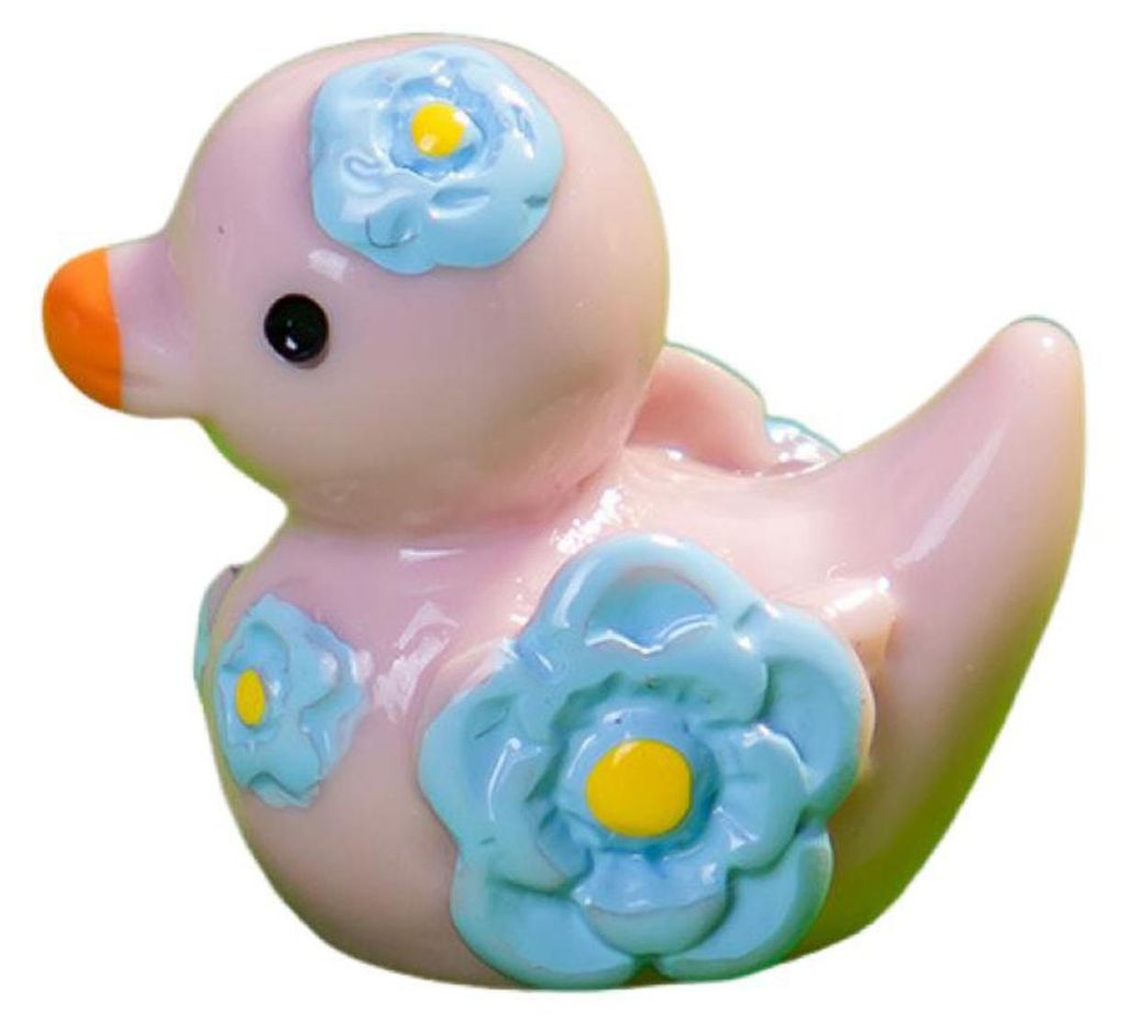 12 Mini-Enten aus Kunstharz mit Blumenmotiven, bunte Miniatur-Entenfiguren, niedliche Mini-Tierfiguren zum Sammeln für Feengarten-Dekoration, DIY-...