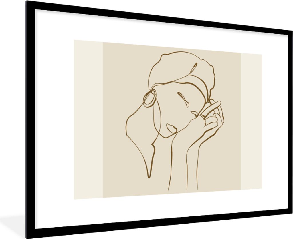 MuchoWow Gerahmtes Poster Frau - Linienkunst - Zitate - Text 90x60 cm - Poster mit Schwarzem Bilderrahmen Wandposter Rahmen Foto Bilder - Wanddek...