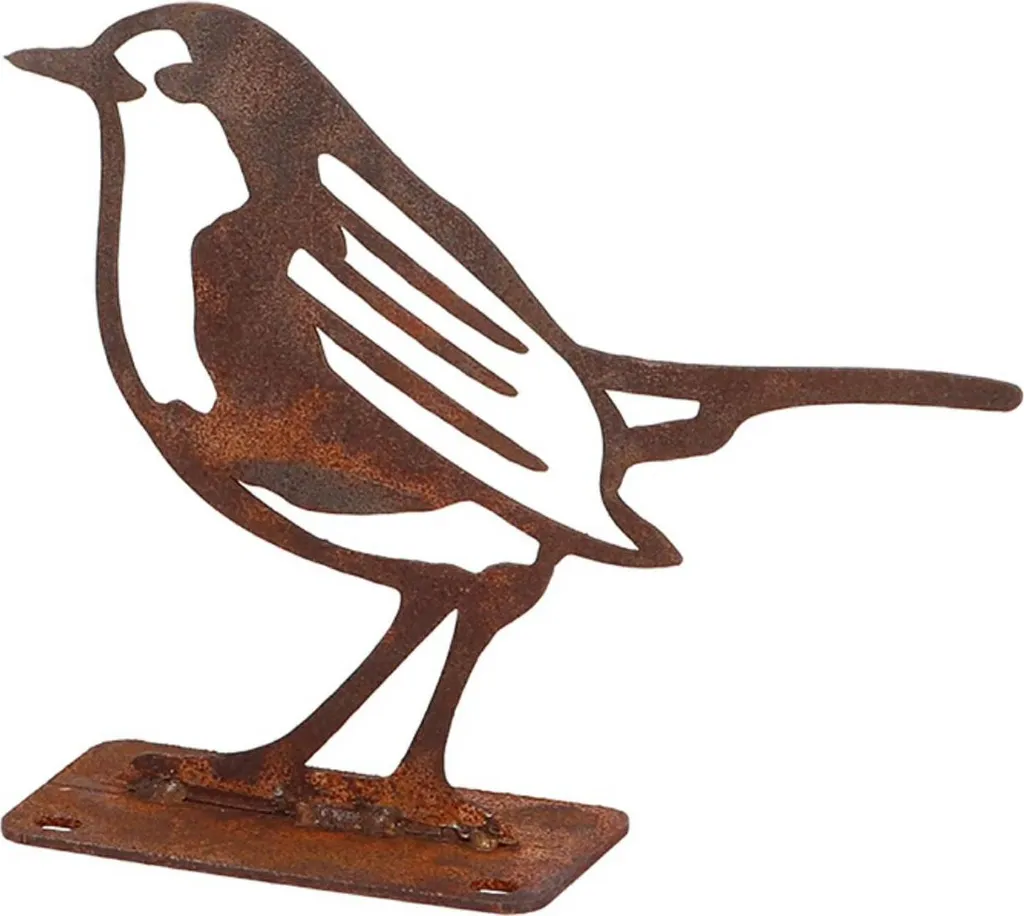 Figurine Rouge-gorge Acier Corten Résistant Intempéries - Déco Élégante
