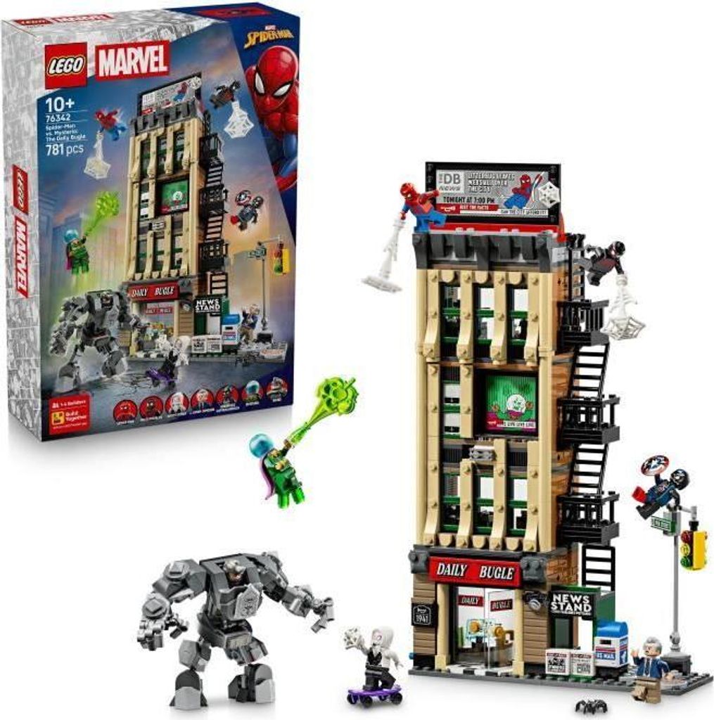 LEGO Marvel Spider-Man gegen Mysterio: Daily Bugle, Spielzeug für 10 Jahre, 7 Minifiguren, 4 Etagen Action
