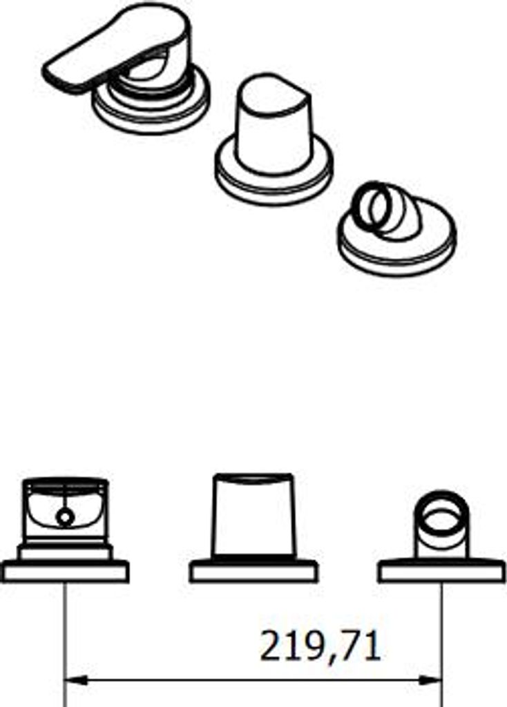 VIGOUR Dreiloch-Badebatterie derby für entfernt liegenden Einlauf ohne Handbrause