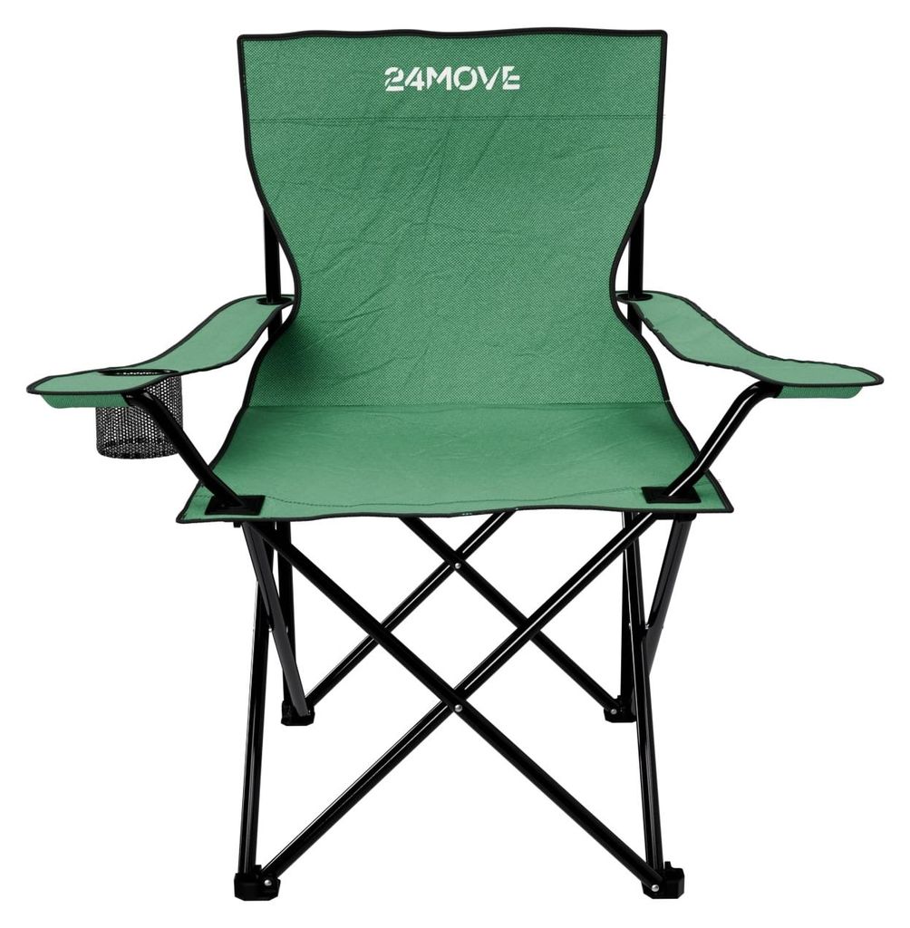 24MOVE® Campingstuhl Faltstuhl, grün, mit Getränkehalter Produktbild 