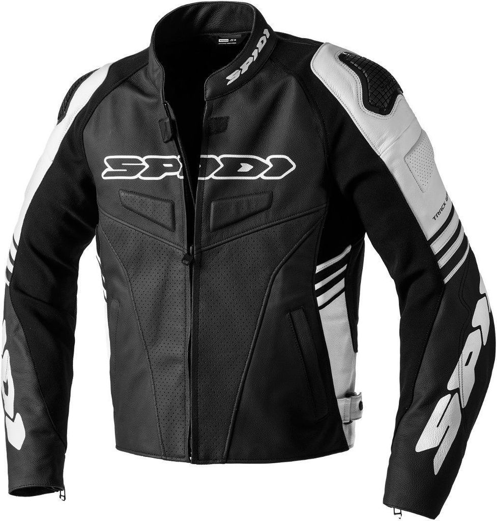 Spidi Track Warrior Motorrad Lederjacke, schwarz/weiß, 52