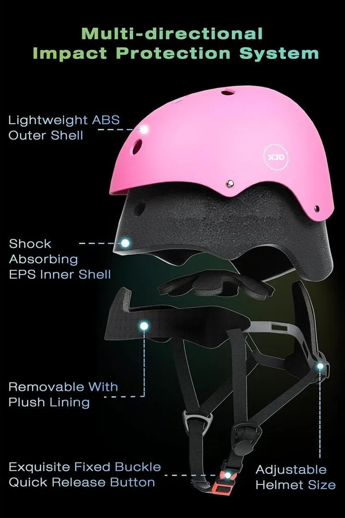 Casque vélo multisport ajustable rose avec aération pour adolescent - 3