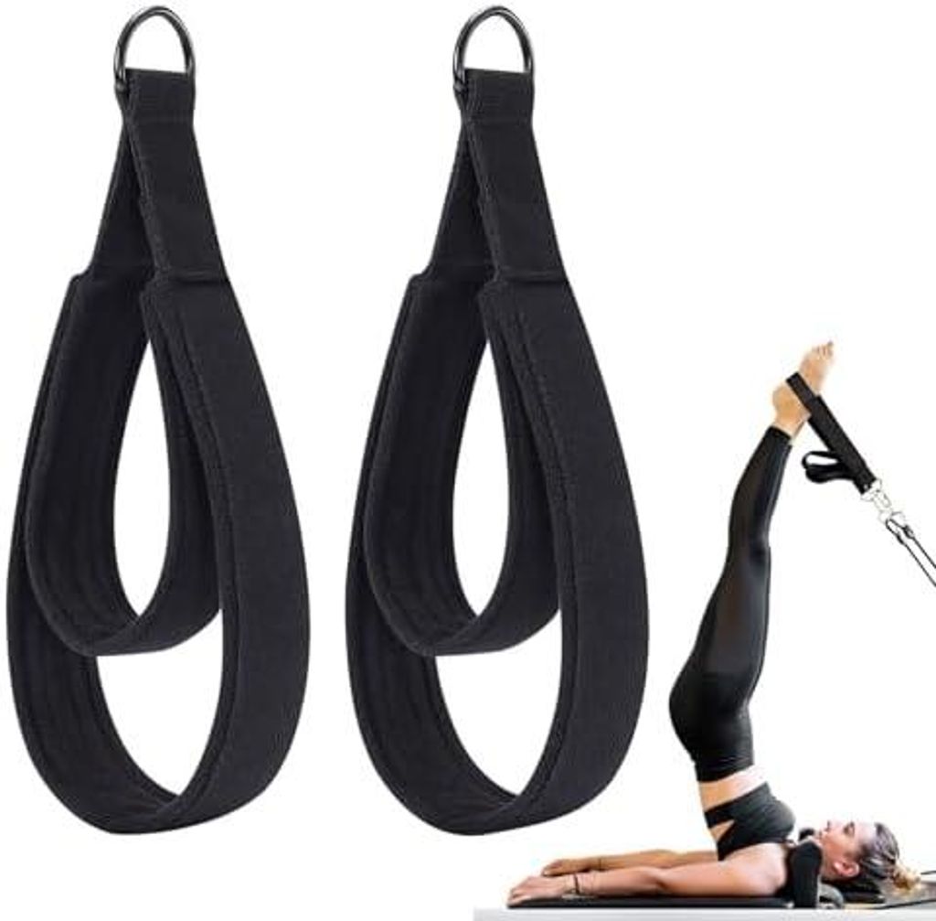 2 Stück Pilates Straps, Fitness Zubehör Mit d-Ring, Bequeme Doppelschlaufen für Handgelenk, für Schlingentrainer Für Zuhause, Home Gym Trainin...
