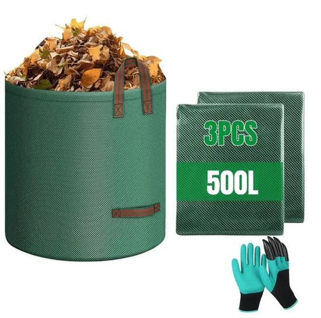 Sacs de jardinage 500L robustes : fini les sacs qui percent, lot de 3 verts