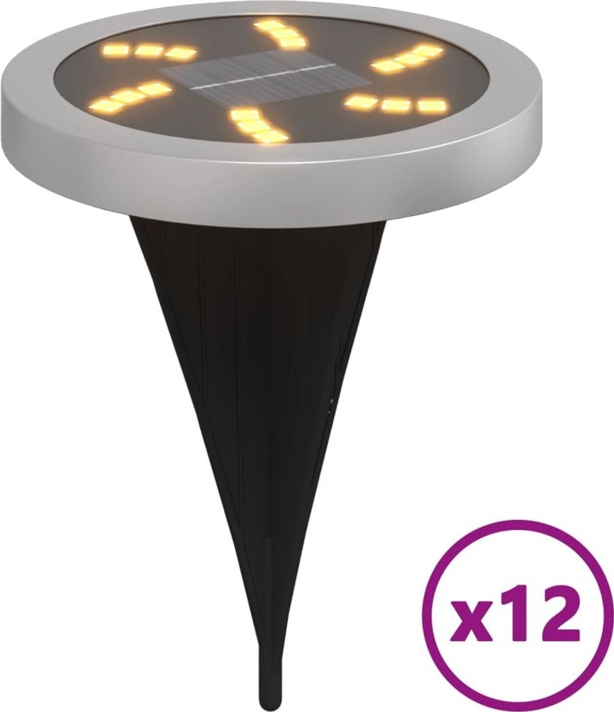 vidaXL Solar-Bodenleuchten mit Erdspieß 12 Stk. Warmweiß